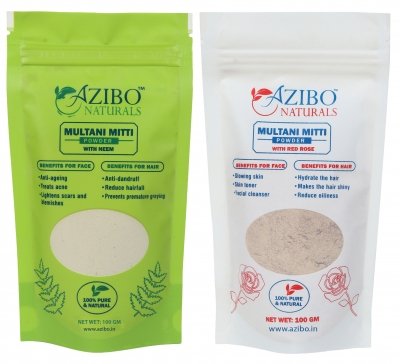 Azibo Naturals 100% Organic Multani Mitti with Pure Rose Petals Powder  for Face Skin & Hair(Each100g)  (200 g)